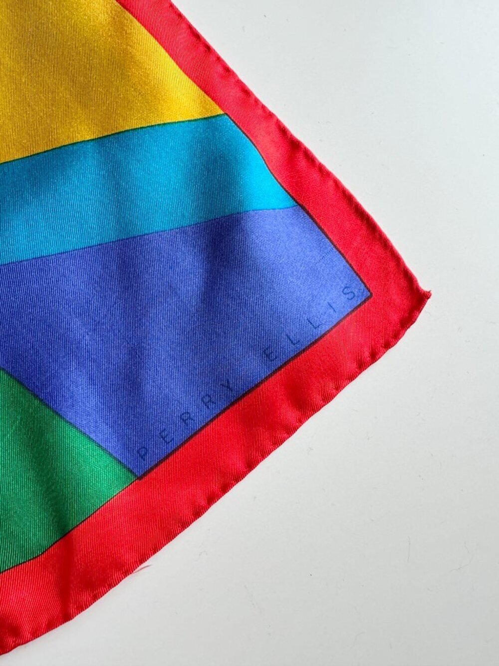 Vintage PERRY ELLIS Multicolor Graphic Silk Twill 64" x 16" Long Rectangle Scarf - Picture 10 of 13